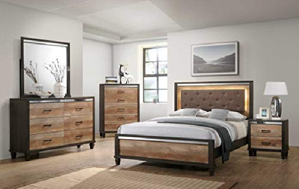 Gtu Furniture Striking Two Tone Wooden Pc King Bedroom Set