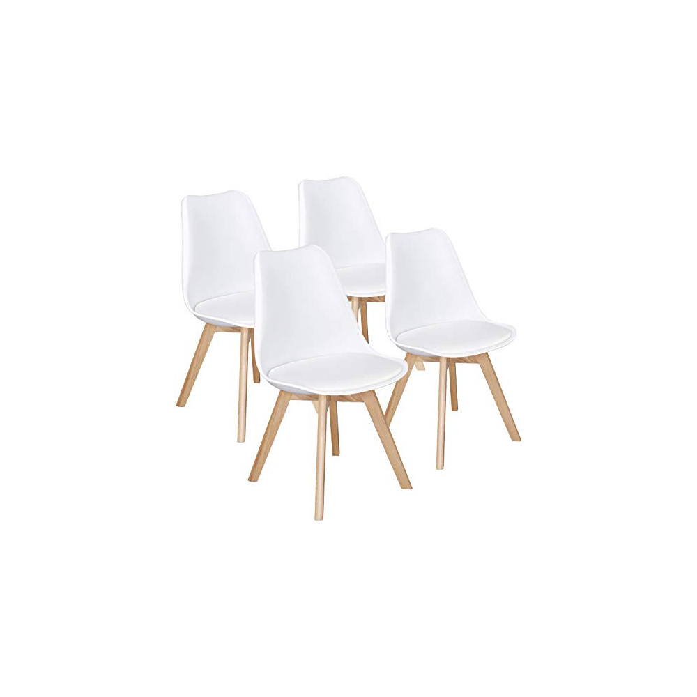 Yaheetech Dining Chairs PU Side Chair DSW Chair Accent Shell Chair with Beech Wood Legs Modern Mid Century Eiffel Inspired Ch