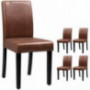 VICTONE PU Leather Dining Chairs Modern Home Kitchen Side Chair Solid Wood Legs Living Room Chairs Set of 4  Brown 