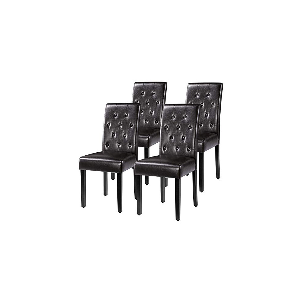 Yaheetech Tufted Dining Chairs Faux Leather Dining Room Chair for Kitchen Living Room Bedroom Lounge w/Rubber Wood Legs, Set 
