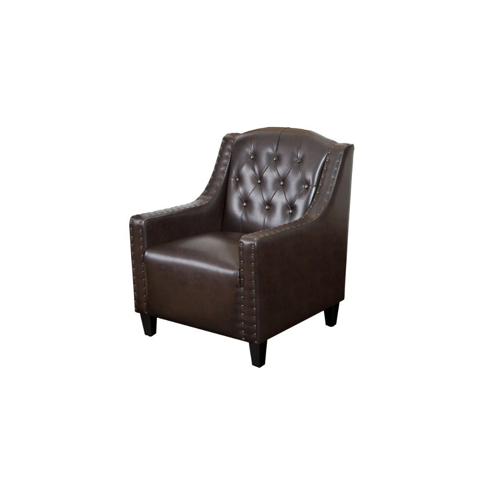 Christopher Knight Home Gabriel Tufted Leather Club Chair, Brown