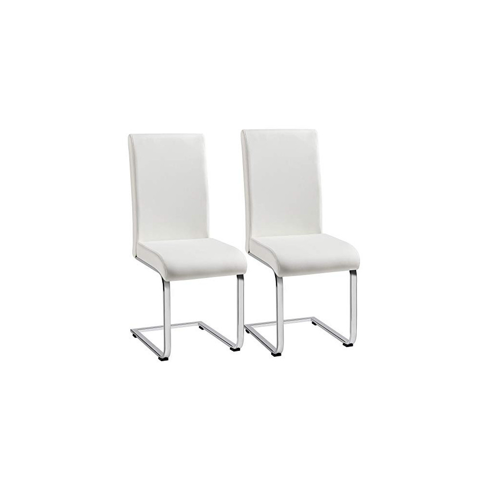 Yaheetech Dining Chairs High Back PU Leather Dining Room Chairs Upholstered Dining Side Chairs with Metal Legs Home Kitchen F