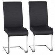 Yaheetech Dining Chairs Modern PU Leather High Back Dining Room Chairs with Metal Legs Home Kitchen Furniture Black, 2PCS