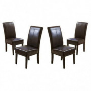 Christopher Knight Home Pertica T-Stitch Leather Dining Chairs, 4-Pcs Set, Chocolate Brown