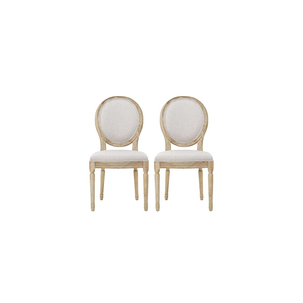 Christopher Knight Home Phinnaeus Beige Fabric Dining Chair  Set of 2 , 2-Pcs Set