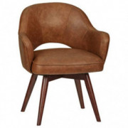 Amazon Brand – Rivet Mid-Century Bonded Leather Swivel Chair, 23.6"W, Brown