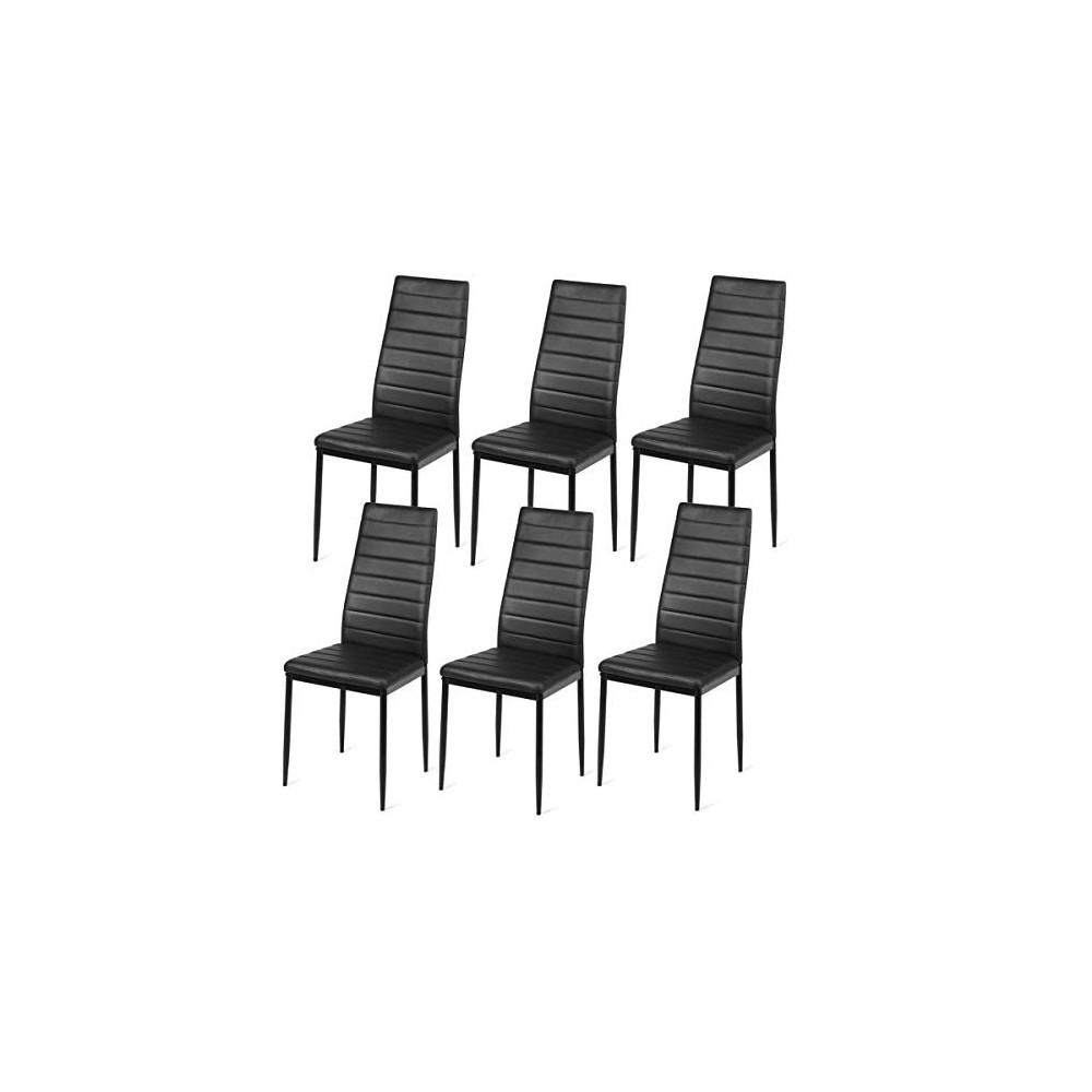Giantex Set of 6 Dining Chairs, High Back Dining Room Chairs w/Steel Frame, Easy for Cleaning, PU Leather Chairs for Home Kit