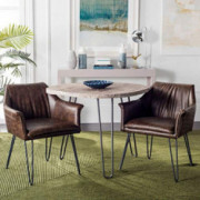Safavieh Home Esme Mid-Century Modern Dark Brown Faux Leather Dining Chair, Set of 2