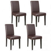 Mecor Upholstered Dining Chairs Set of 4, Kitchen PU Leather Padded Chair w/Solid Wood Frame Dining Room Furniture, Brown