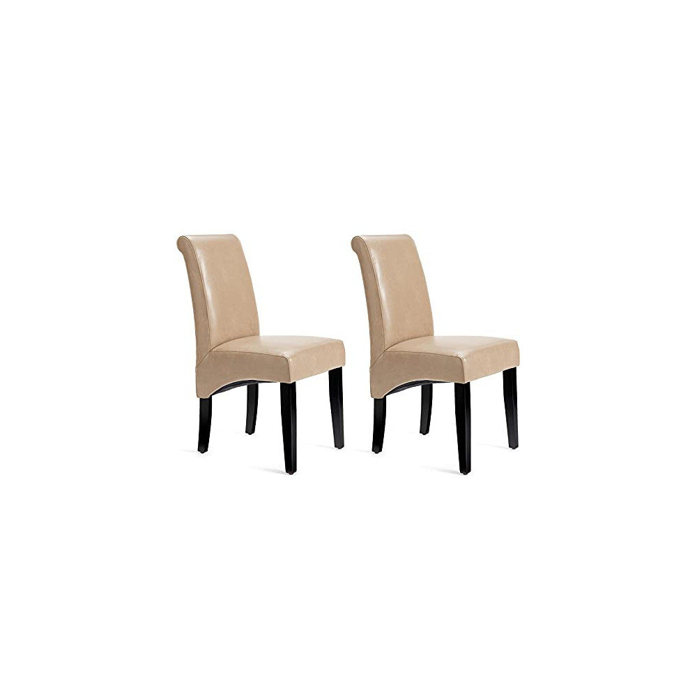 HedoAjim Bonded Leather Dining Chairs Set of 2 Urban Style Parson Chairs PU Upholstered with Rubber Wood Legs Side Chair Padd