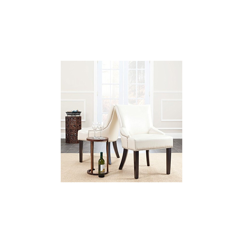 Safavieh Mercer Collection Christine Cream Leather Nailhead Dining Chair, Set of 2