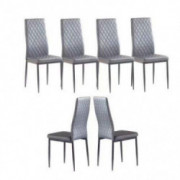 Dining Chair Modern Minimalist Fireproof Leather Sprayed Metal Pipe Diamond Grid Pattern Restaurant Home Conference Chair Set