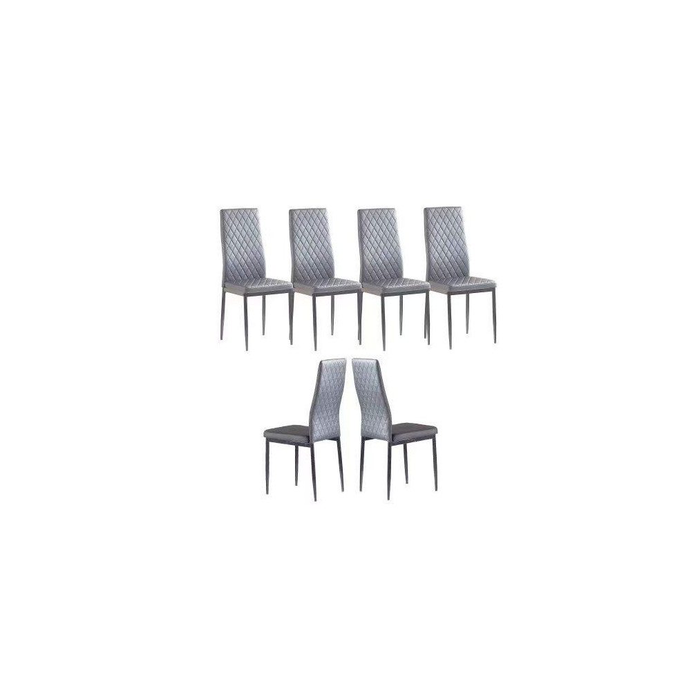 Dining Chair Modern Minimalist Fireproof Leather Sprayed Metal Pipe Diamond Grid Pattern Restaurant Home Conference Chair Set