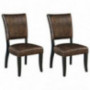 Signature Design by Ashley Sommerford Urban Farmhouse Faux Leather Upholstered Dining Chair, Set of 2, Dark Brown