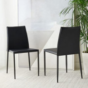 SAFAVIEH Home Collection Cason Black Faux Leather Dining Chair  Set of 2  DCH2000A-SET2