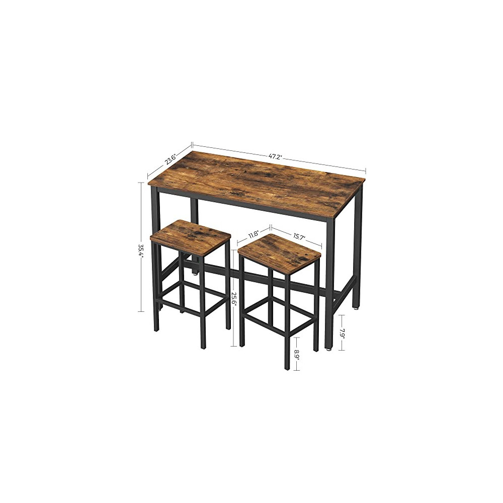 VASAGLE Bar Table Set, Bar Table with 2 Bar Stools, Dining table