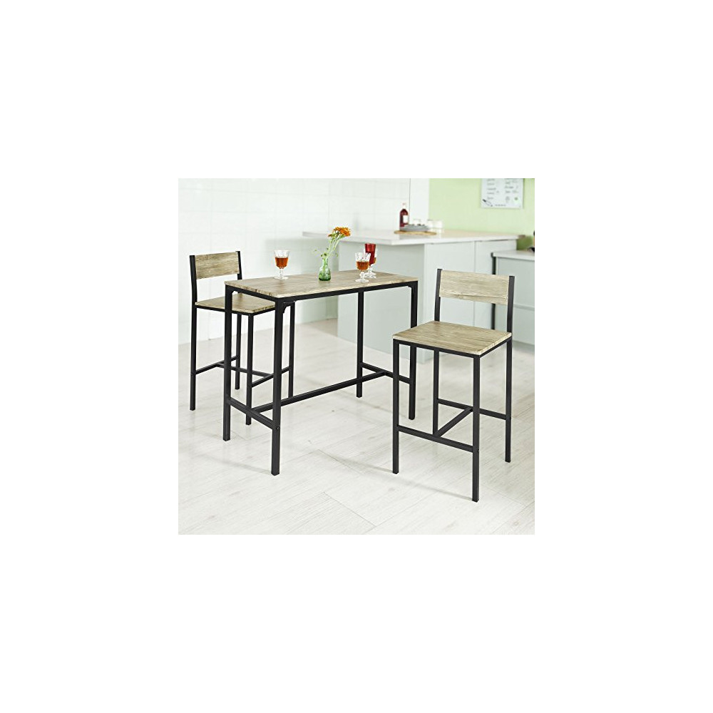 Haotian OGT03-N, 3 Piece Dining Set,Dining Table with 2 Chairs,Home Kitchen Breakfast Table,Bar Table Set, Bar Table with 2 B
