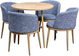 PANGPANGDEDIAN Table Sets, Round Dining Table Set with 4 Upholstered Chairs Patio Furniture Sets Bar Stool  Color : Linen 2 
