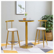 YF-Barstool Table and Chairs Dining Set for 3 for Bar, Kitchen, Living Room, Restaurant and Patio - Bar Table Set with Marble