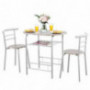 Giantex 3 Piece Dining Set Compact 2 Chairs and Table Set with Metal Frame and Shelf Storage Bistro Pub Breakfast Space Savin