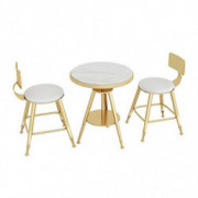 YF-Barstool White Small Kitchen Table Set for 2 - Pub Stools with Metal Frame - Dining Room Table Set - 3-Piece Set - Patio B