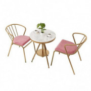 YF-Barstool Round Kitchen Dining Table and Chairs Set of 3, 3 Pieces Kitchen Breakfast Bar Patio Table and Chairs Pink Velvet