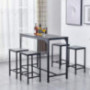Compact Black Marble-Like Dining Room Table and Chair Set of 4 for Kitchen Small Dinette, 5 PCS Bar Table and 4 Counter Stool