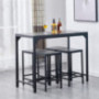 Compact Black Marble-Like Dining Room Table and Chair Set of 4 for Kitchen Small Dinette, 5 PCS Bar Table and 4 Counter Stool