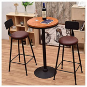 3-Piece Table and Chair Set, for Bar, Kitchen, Living Room, Restaurant and Patio - 3 Pieces Dining Counter Table Set with 2 B