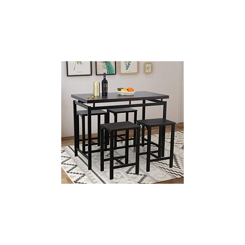 Dining Table Set, Hinpia 5 Piece Practical Dining Room Table Set with 4 Chairs, Counter and Pub Height, Perfect for Breakfast