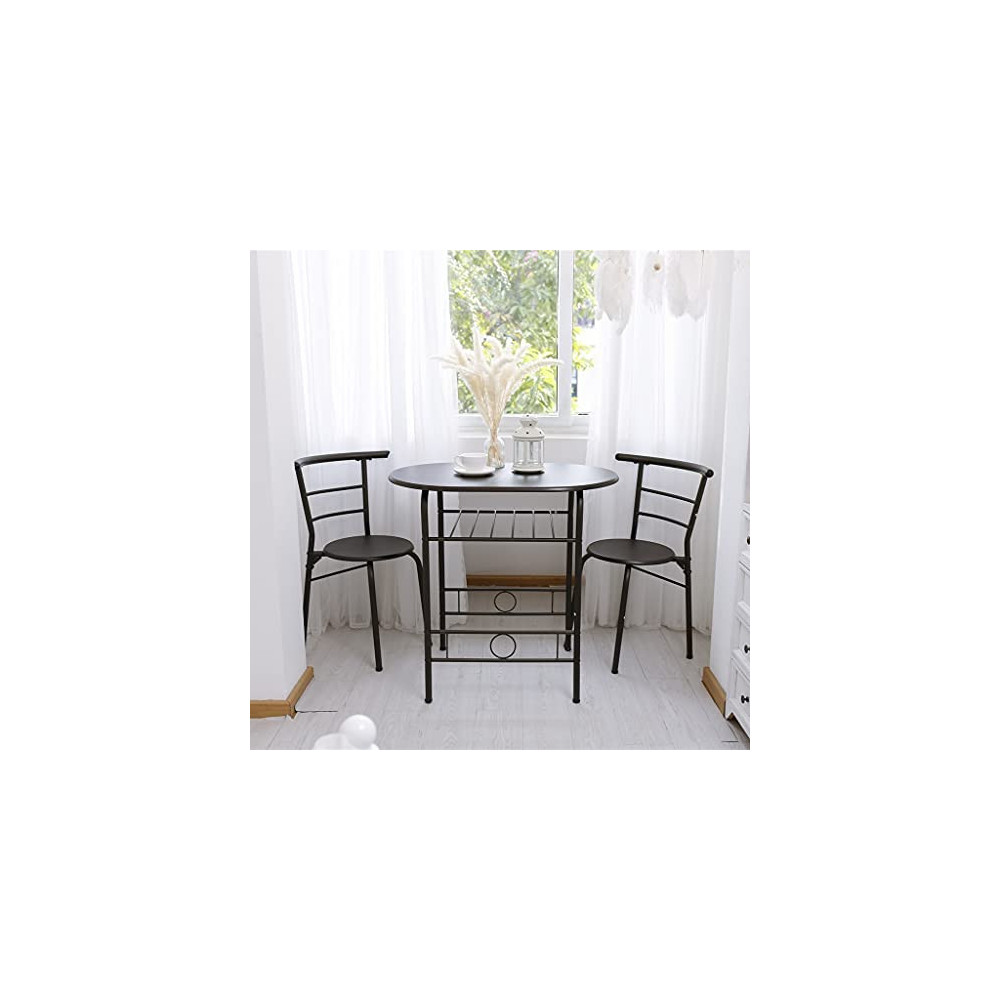 【Fast Delivery from The U.S.】Kitchen Tables 3-Piece Bar Table Set, Small Round Dining Table and Chair Set for Kitchen, Dining