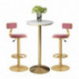 Set of 2 Bar Table and Stools, for Kitchen Living Room, Restaurant and Patio Velvet Bar Stools Breakfast Kitchen Counter Tabl