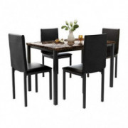 Hooseng 5 Piece Faux Marble Dining Set, Table and Chairs for 4, Perfect for Bar, Kitchen, Breakfast Nook, Living Room, Black