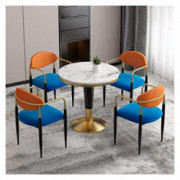 PANGPANGDEDIAN 4 Pieces Patio Furniture Sets, Table with 4 Upholstered Chairs Round Dining Table Set Bar Stool  Color : Orang