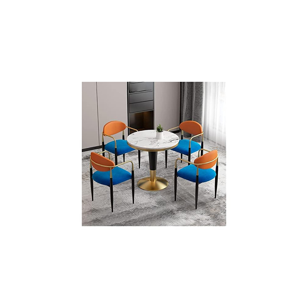 PANGPANGDEDIAN 4 Pieces Patio Furniture Sets, Table with 4 Upholstered Chairs Round Dining Table Set Bar Stool  Color : Orang