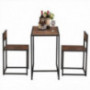 Table and Chair Set, 3 Pieces Breakfast Dining Table and Chair Set, Kitchen Counter Set with 2 High Back Chairs for Bar, Kitc