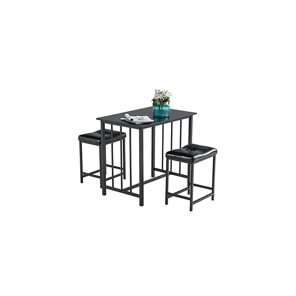3-Piece Dining Room Table & Dining Chairs Set for 2 People, Outdoor Patio Furniture with Metal Frame MDF Board,Perfect for Di