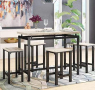 RUNNA 5 Pieces Dining Table Set with 4 Chairs,Practical Dining Room Table with Counter and Pub Height,Great for Breakfast Noo