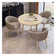 ZHANGPP Dining Table and Chair Set, Table Table and Chair Set Wooden 4 Piece Set Simple Casual Office Reception 80cm Round Ta