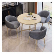 ZHANGXX Round Dining Table and Chair Set, Table Table and Chair Set Wooden 4 Piece Set Simple Casual Office Reception 80cm Ro