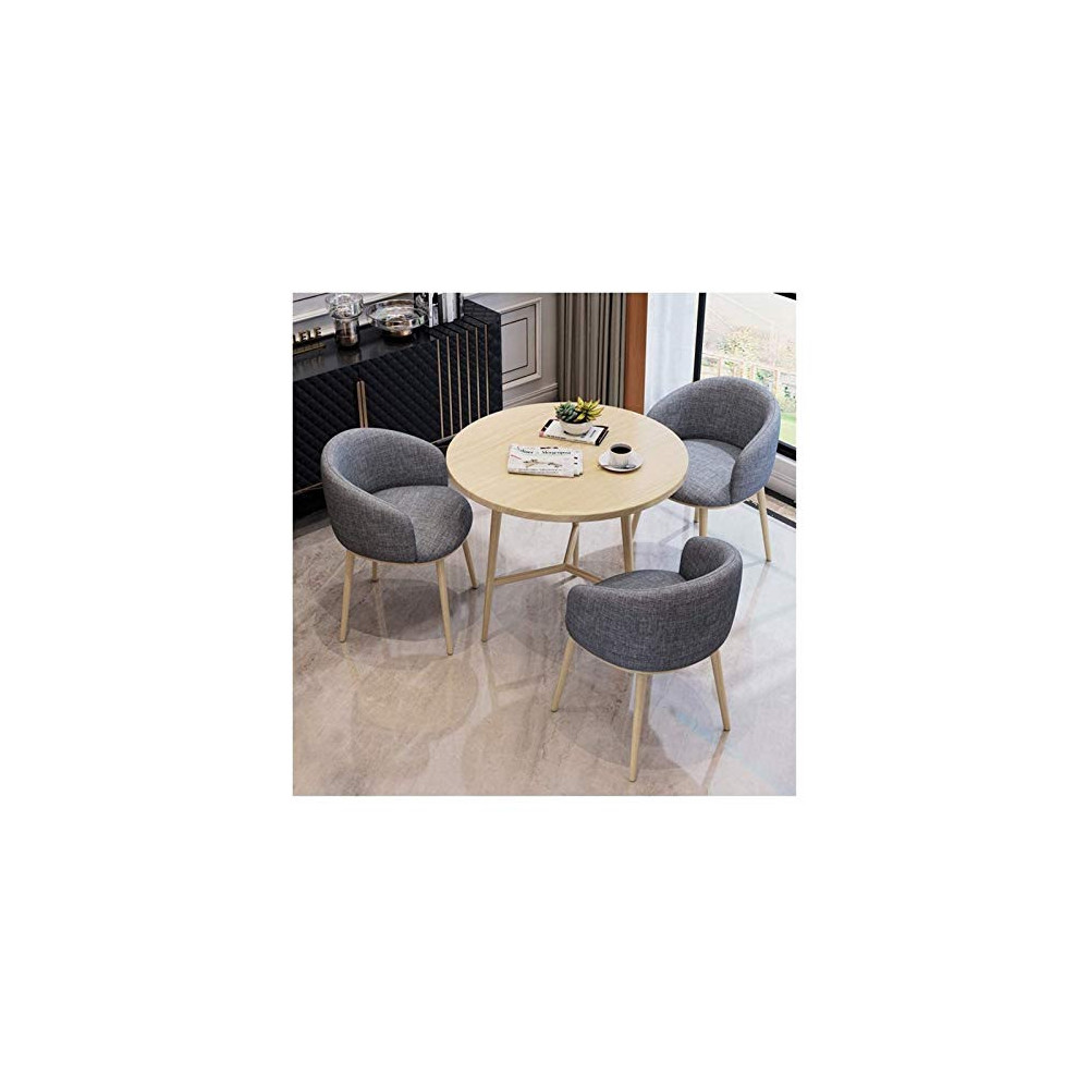 ZHANGXX Round Dining Table and Chair Set, Table Table and Chair Set Wooden 4 Piece Set Simple Casual Office Reception 80cm Ro