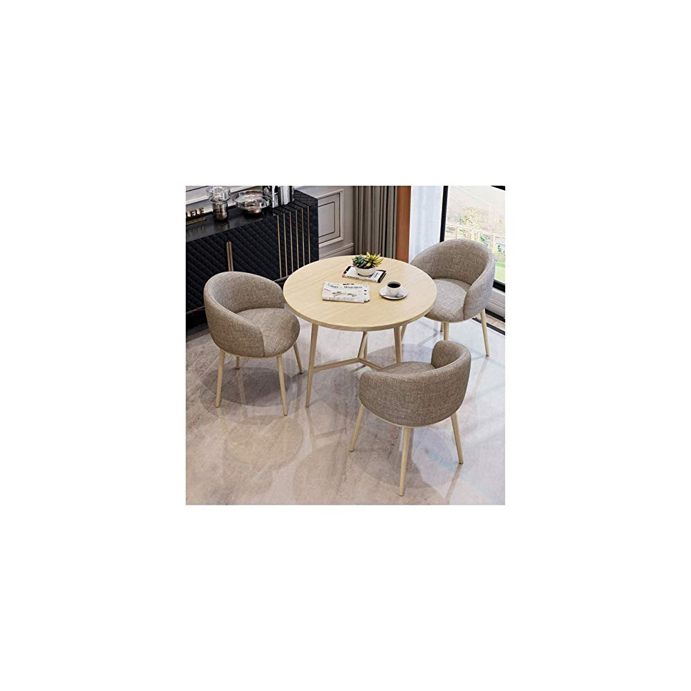 Dining table and chair set, Table Table and Chair Set Wooden 4 Piece Set Simple Casual Office Reception 80cm Round Table Balc