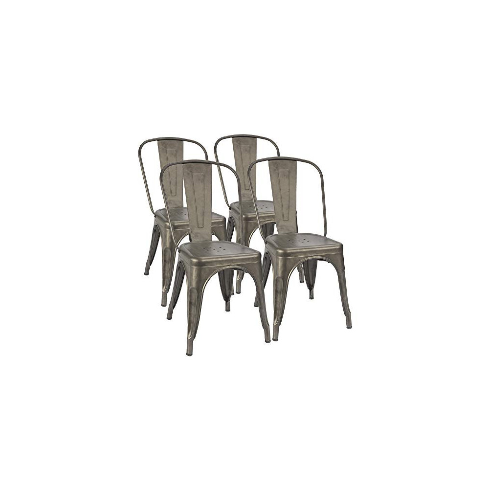 Furmax Metal Dining Chairs Set of 4 Indoor Outdoor Patio Chicken 18 Inch Seat Height Trattoria Chic Bistro Cafe Side Stackabl