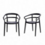 Amazon Basics Dark Grey, Curved Back Dining Chair-Set of 2, Premium Plastic
