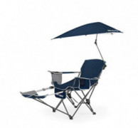 Sport-Brella 3-Position Recliner Chair with Removable Umbrella and Footrest, Midnight Blue