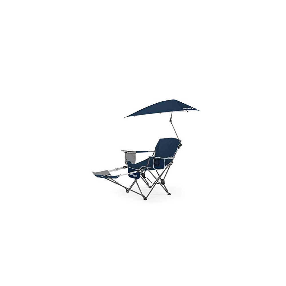 Sport-Brella 3-Position Recliner Chair with Removable Umbrella and Footrest, Midnight Blue