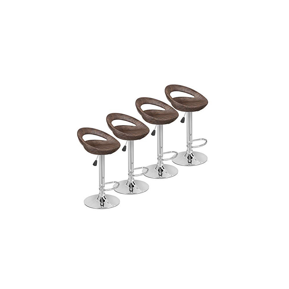 Pub Swivel Barstool Patio Barstool Adjustable Height Pub Chairs Hydraulic Indoor/Outdoor Barstools Modern Sleek Style, Set of