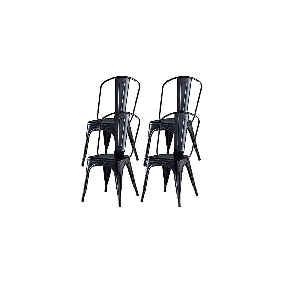 Metal Dining Chair Home Indoor Outdoor Set of 4 Patio Chair, Stackable Restaurant Kitchen Chair for Bar Cafe Garden, 18 Inch 