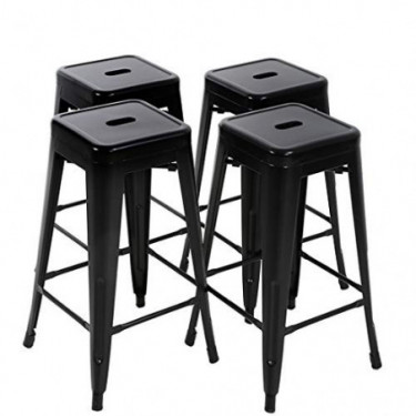FDW Bar Stools Set of 4 Counter Stool Metal Bar Stools 30 Inches Height Industrial Bar Chairs Patio Stool Stackable Modern Ba