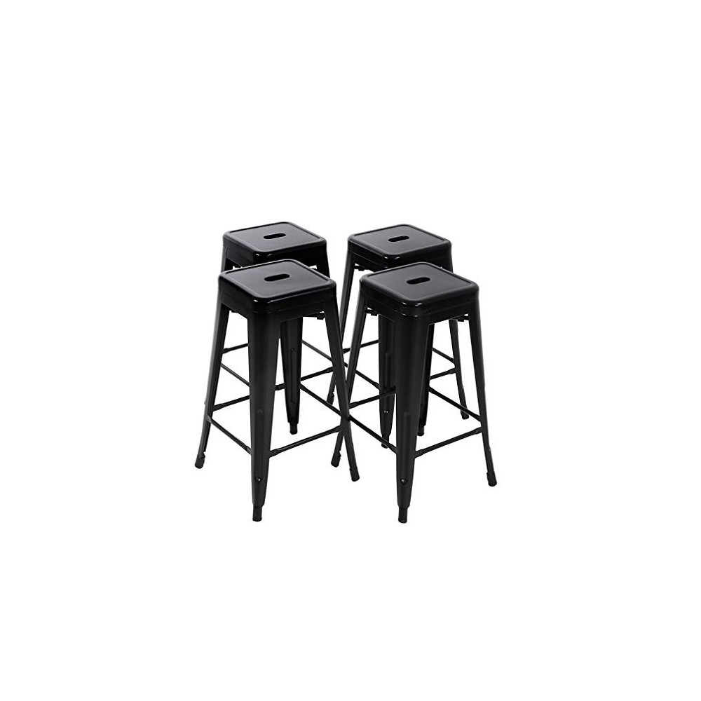 FDW Bar Stools Set of 4 Counter Stool Metal Bar Stools 30 Inches Height Industrial Bar Chairs Patio Stool Stackable Modern Ba